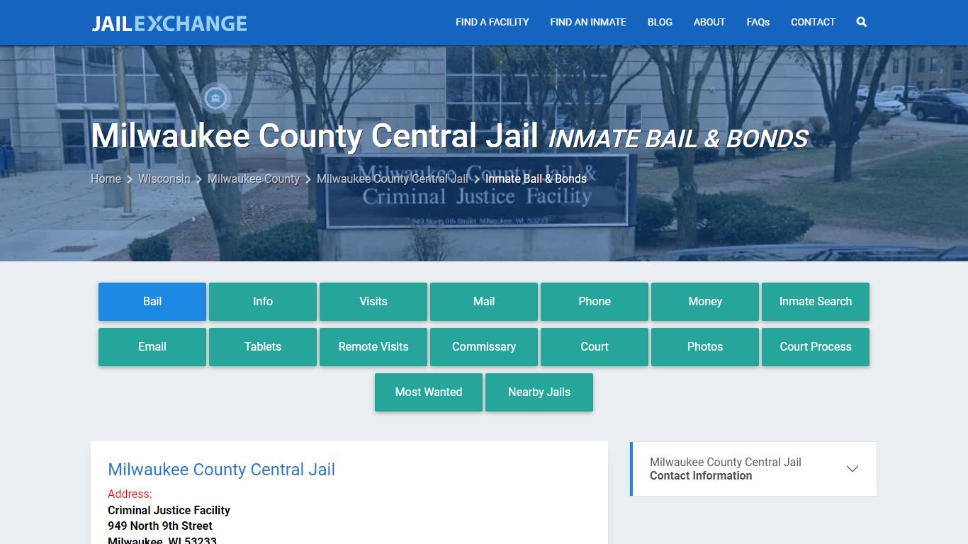 Milwaukee County Central Jail Inmate Bail & Bonds - Jail Exchange